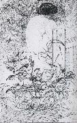 Carl Larsson A Rose and a Back Etching painting